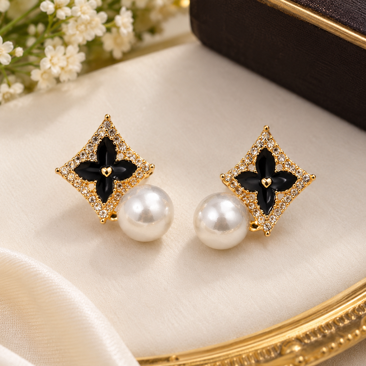 Botanical Bow Pearl Earrings