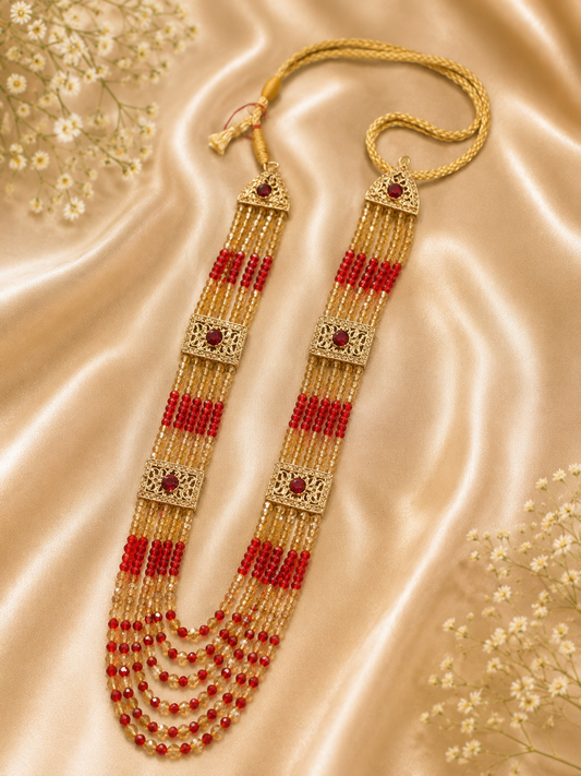 Royal Gold-Plated Multi-Strand Ruby Mala