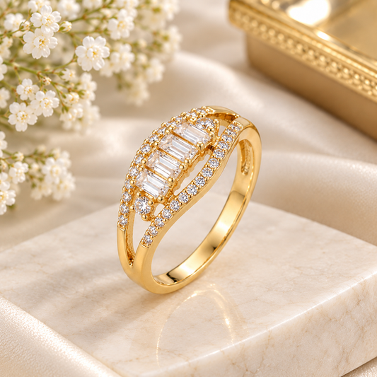 Gold-Plated Baguette Ring