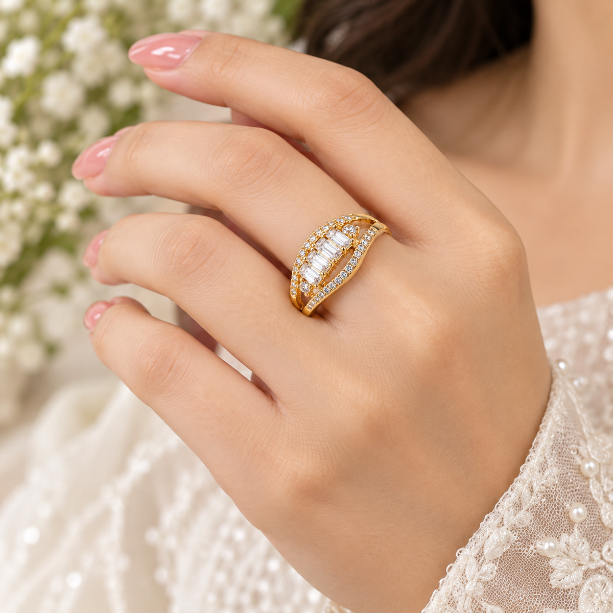 Gold-Plated Baguette Ring
