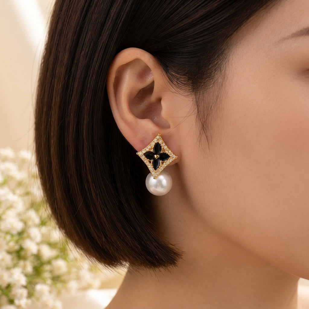 Botanical Bow Pearl Earrings